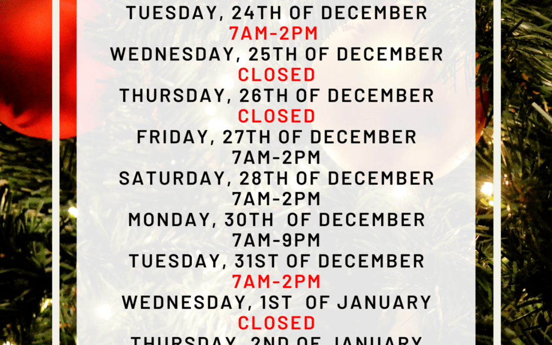 MD Health Christmas Opening hours